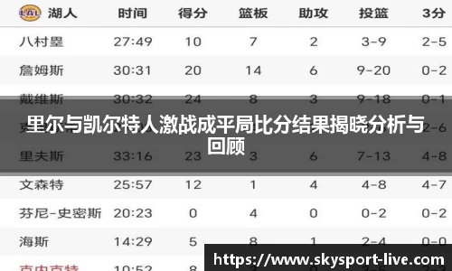 里尔与凯尔特人激战成平局比分结果揭晓分析与回顾
